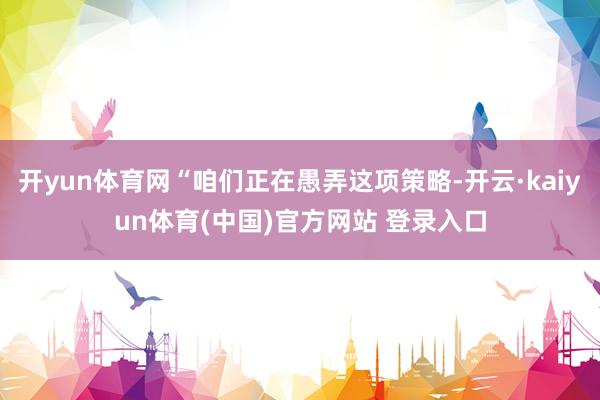 开yun体育网“咱们正在愚弄这项策略-开云·kaiyun体育(中国)官方网站 登录入口