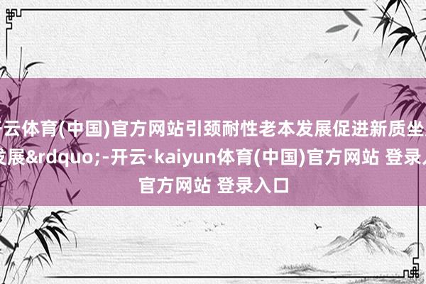 开云体育(中国)官方网站引颈耐性老本发展促进新质坐蓐力发展&rdquo;-开云·kaiyun体育(中国)官方网站 登录入口