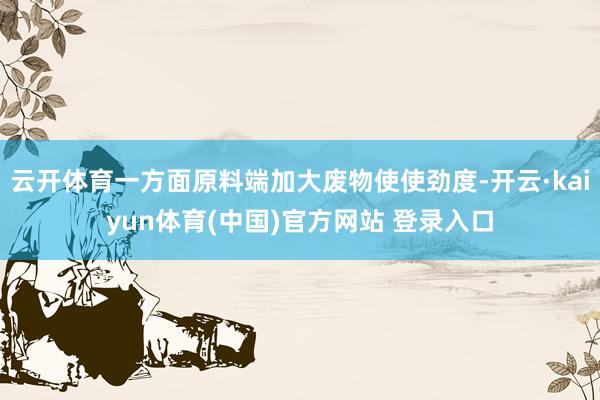 云开体育一方面原料端加大废物使使劲度-开云·kaiyun体育(中国)官方网站 登录入口