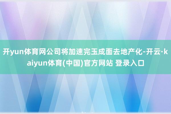 开yun体育网公司将加速完玉成面去地产化-开云·kaiyun体育(中国)官方网站 登录入口